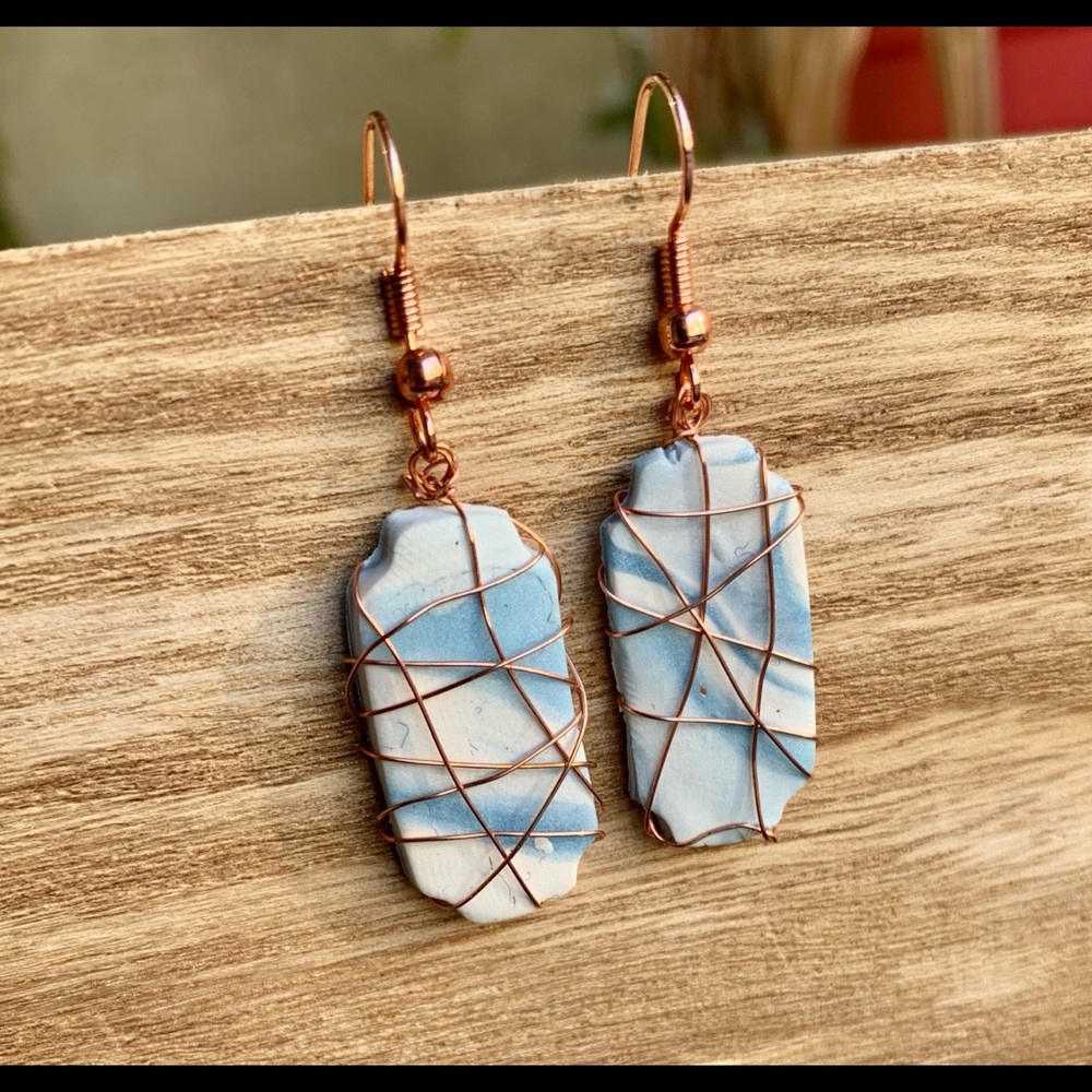 Rose gold clay earrings handmade